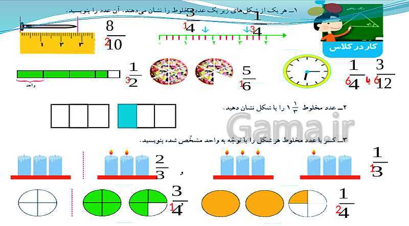 پاورپوینت ریاضی چهارم دبستان | حل مسئله و شناخت کسرها- پیش نمایش