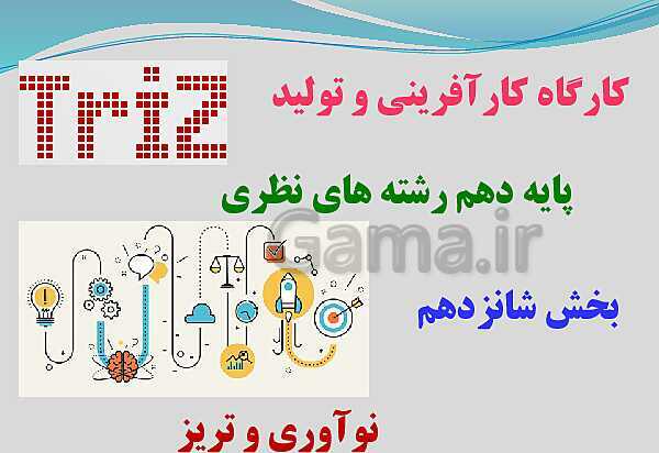 پاورپوینت تدریس با نمودار مفهومی کارگاه کار آفرینی و تولید دهم دبیرستان | بخش 16: نوآوری و تریز- پیش نمایش