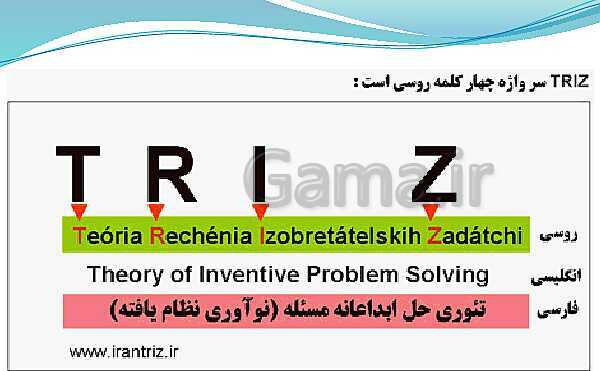 پاورپوینت تدریس با نمودار مفهومی کارگاه کار آفرینی و تولید دهم دبیرستان | بخش 16: نوآوری و تریز- پیش نمایش