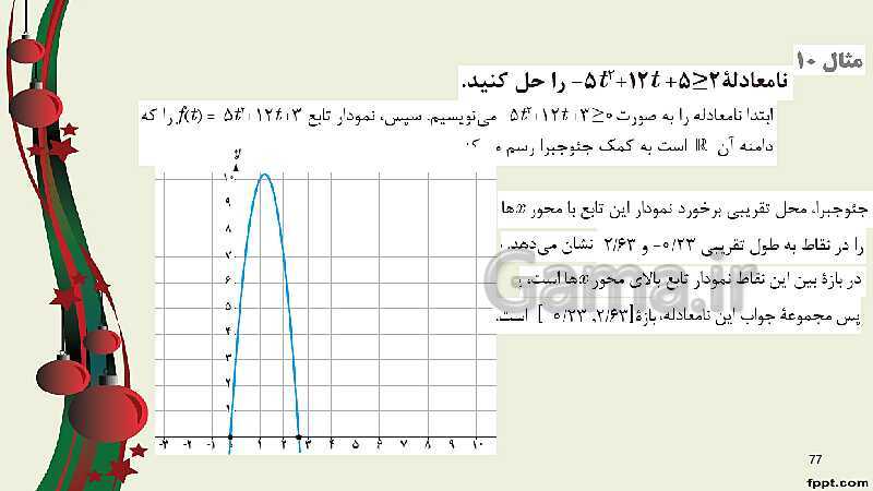 پاورپوینت ریاضی (2) فنی یازدهم هنرستان |  پودمان 2: تابع‌های خطی و درجۀ دوم و کاربرد آنها در حل معادله‌ها و نامعادله‌ها- پیش نمایش