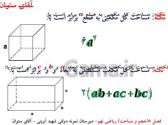 پاورپوینت آموزش ریاضی نهم | فصل 8: حجم و مساحت- پیش نمایش