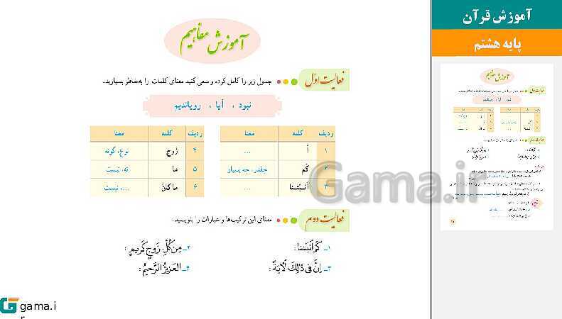 پاورپوینت کتاب محور ویژه تدریس مجازی قرآن هشتم | درس 1 تا 12- پیش نمایش