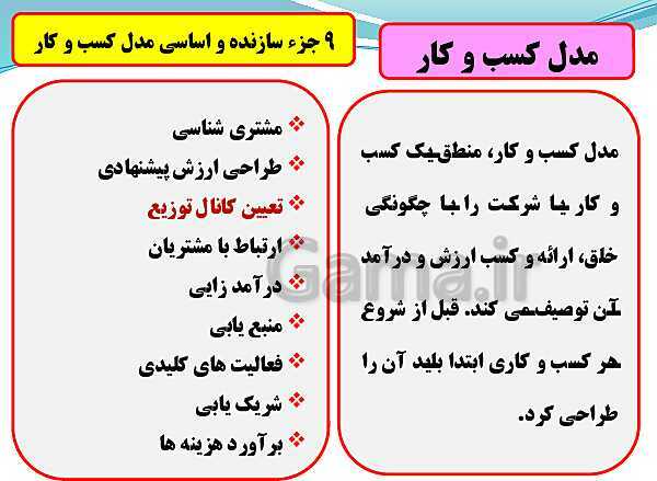 پاورپوینت تدریس با نمودار مفهومی کارگاه کار آفرینی و تولید دهم دبیرستان | بخش 21: تعیین کانال توزیع- پیش نمایش