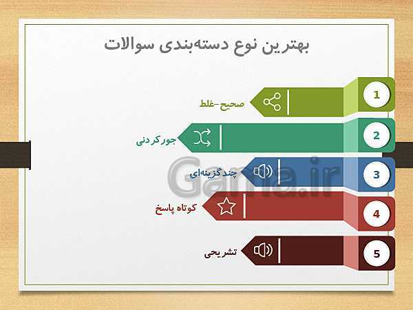 پاورپوینت دوره‌های طرح تعالی مدیریت مدرسه | طراحی سوال استاندارد- پیش نمایش