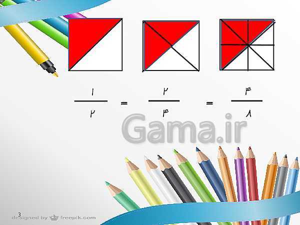 پاورپوینت ریاضی چهارم دبستان | آموزش کسرهای مساوی- پیش نمایش