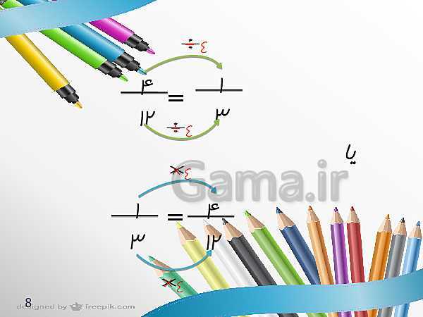 پاورپوینت ریاضی چهارم دبستان | آموزش کسرهای مساوی- پیش نمایش