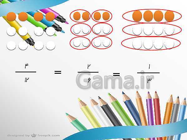 پاورپوینت ریاضی چهارم دبستان | آموزش کسرهای مساوی- پیش نمایش