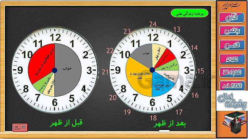 پاورپوینت فصل 1 ریاضی سوم دبستان | جلسه 7: ساعت قبل و بعد از ظهر- پیش نمایش