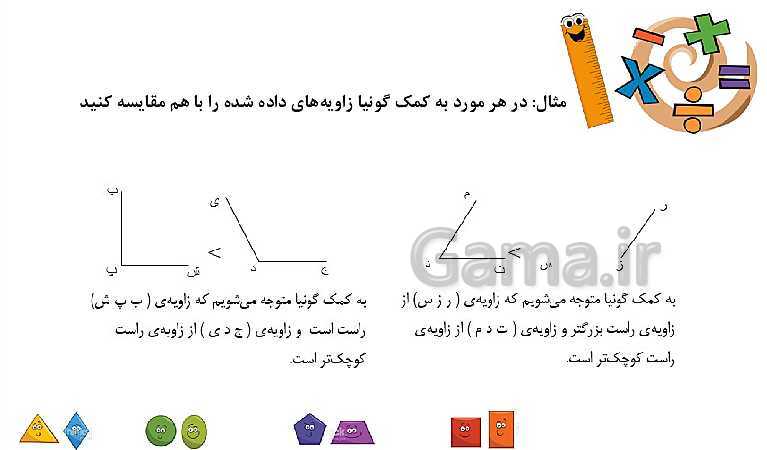 پاورپوینت ریاضی چهارم دبستان | زاویه و انواع آن- پیش نمایش