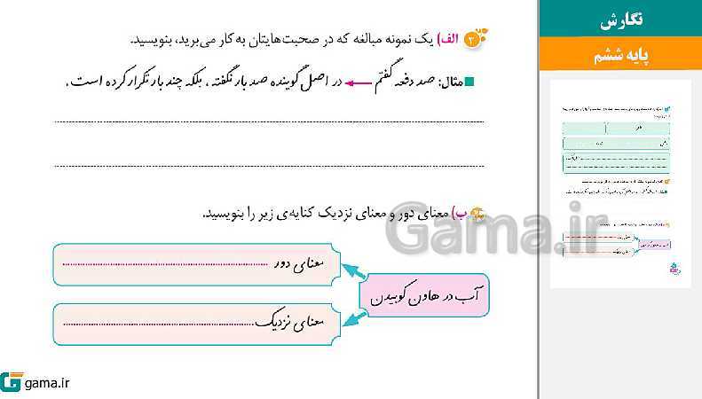 پاورپوینت کتاب محور ویژه تدریس مجازی نگارش ششم دبستان | درس 1 تا 17- پیش نمایش