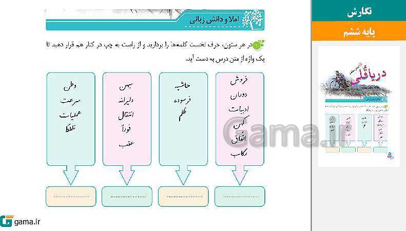 پاورپوینت کتاب محور ویژه تدریس مجازی نگارش ششم دبستان | درس 1 تا 17- پیش نمایش