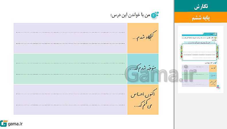 پاورپوینت کتاب محور ویژه تدریس مجازی نگارش ششم دبستان | درس 1 تا 17- پیش نمایش