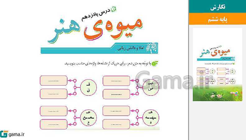 پاورپوینت کتاب محور ویژه تدریس مجازی نگارش ششم دبستان | درس 1 تا 17- پیش نمایش