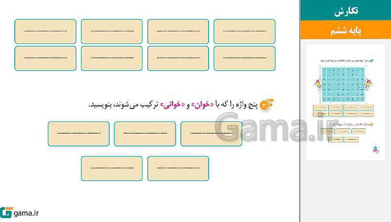 پاورپوینت کتاب محور ویژه تدریس مجازی نگارش ششم دبستان | درس 1 تا 17- پیش نمایش