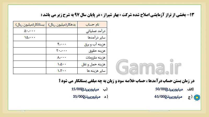 پاورپوینت کمک حسابدار دهم کاردانش | فصل 6: بستن حساب های موقت و دائم در موسسات خدماتی- پیش نمایش