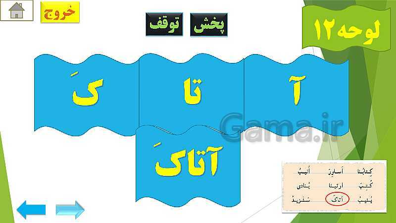 پاورپوینت تدریس قرآن اول دبستان | درس4: قرآن بخوانیم (لوحه‌ی 4 تا 12)- پیش نمایش