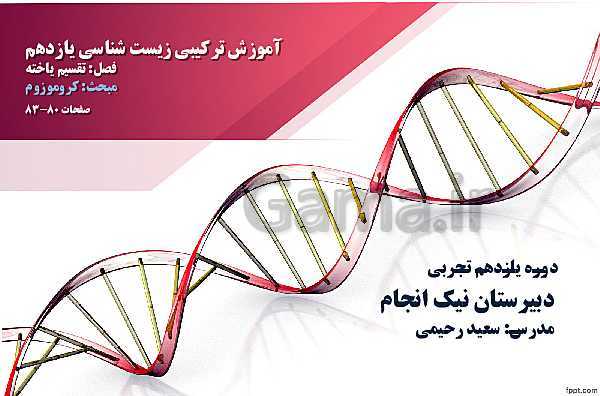 پاورپوینت تدریس زیست شناسی (2) یازدهم تجربی | فصل 6: تقسیم یاخته (گفتار 1: کروموزوم)- پیش نمایش