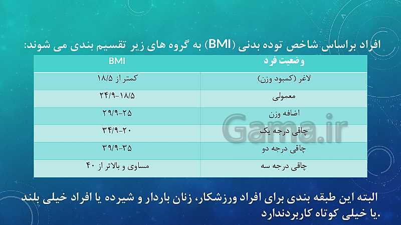 پاورپوینت سلامت و بهداشت دوازدهم | درس 4: کنترل وزن و تناسب اندام- پیش نمایش