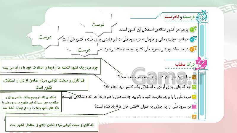 پاورپوینت فارسی کلاس پنجم ابتدائی | درس 6: سرود ملی- پیش نمایش