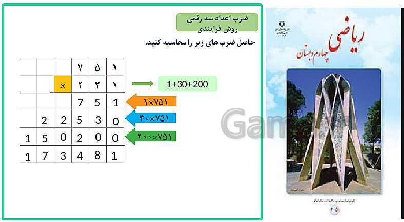 پاورپوینت خلاصه درس ریاضی چهارم دبستان | فصل 3: ضرب و تقسیم- پیش نمایش