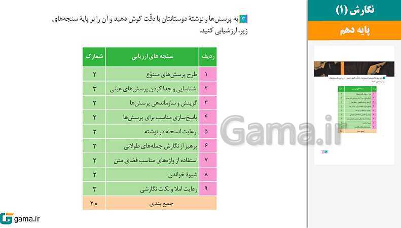 پاورپوینت کتاب محور ویژه تدریس مجازی نگارش (1) دهم | درس 1 تا 8- پیش نمایش