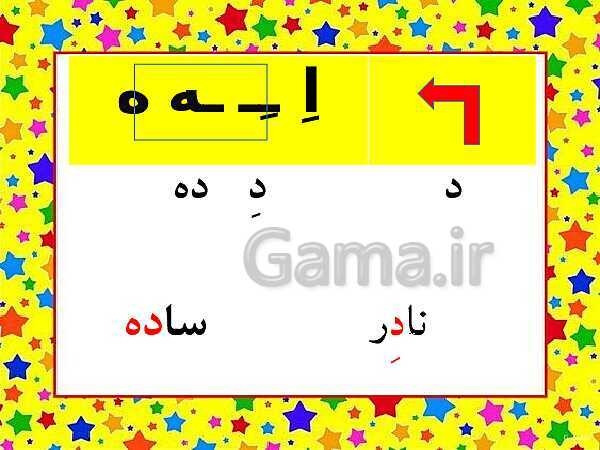 پاورپوینت فارسی اول دبستان | نشانه‌ی اِ ـِ  ــ ـه ه- پیش نمایش