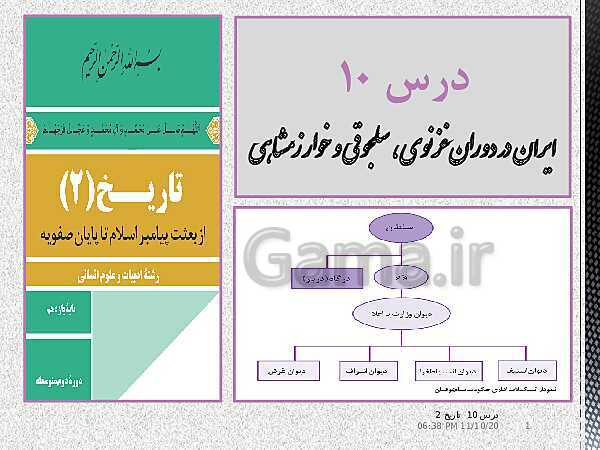 پاورپوینت تدریس تاریخ (2) یازدهم انسانی | درس 10: ایران در دوران غزنوی، سلجوقی و خوارزمشاهی- پیش نمایش