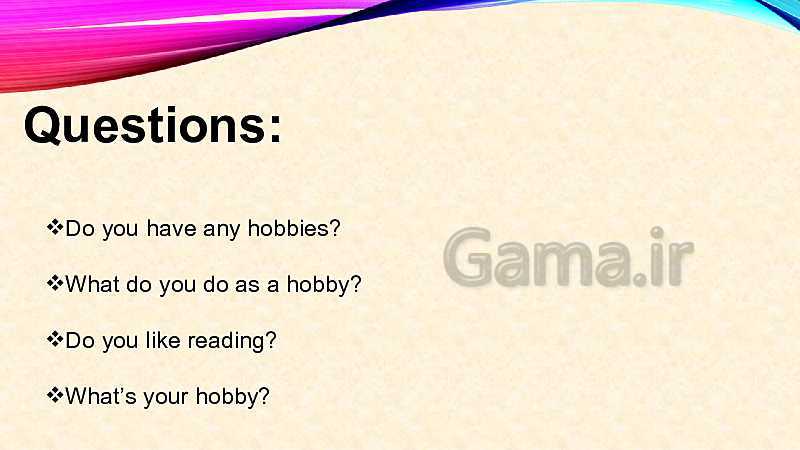پاورپوینت تدریس انگلیسی هشتم | Lesson 7: My Hobbies- پیش نمایش