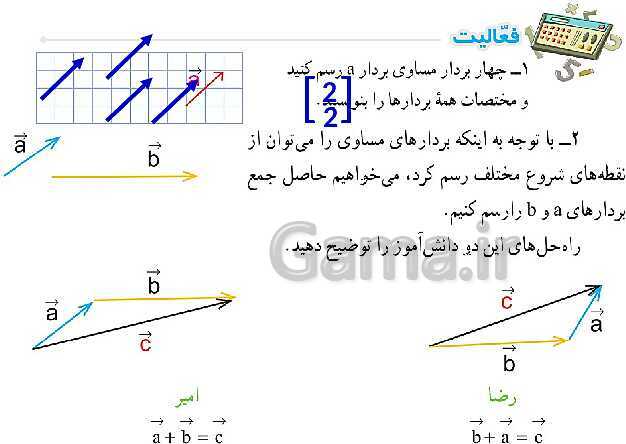 پاورپوینت آموزش و حل مسئله های فصل 5 ریاضی هشتم | بردار و مختصات (صفحه 70 تا 82)- پیش نمایش