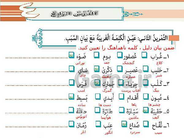 پاورپوینت عربی (1) دهم هنرستان | درس 4: هذا خَلْقُ اللهِ (قواعد و حل تمارین)- پیش نمایش