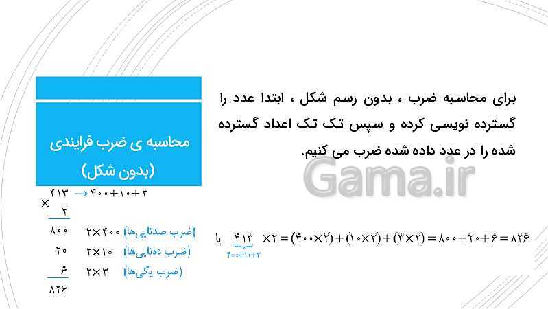 پاورپوینت مرور مطالب اصلی فصل 8 ریاضی سوم دبستان | ضرب عددها- پیش نمایش