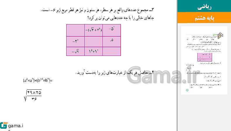  پاورپوینت کتاب محور ویژه تدریس مجازی ریاضی هشتم | فصل 1 تا 9- پیش نمایش