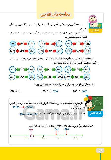 پاورپوینت حل صفحه‌های فصل 3 ریاضی چهارم دبستان | جلسه 3 و 4: محاسبه‌ی حاصل ضرب و محاسبه‌های تقریبی- پیش نمایش