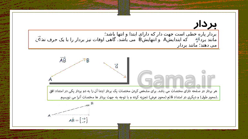 پاورپوینت بردار و مختصات ریاضی پایه هشتم- پیش نمایش