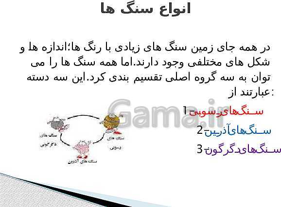 پاورپوینت آموزشی علوم چهارم دبستان | سنگ ها- پیش نمایش