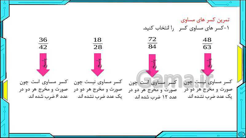 پاورپوینت ریاضی ششم دبستان | فصل 2: کسر- پیش نمایش