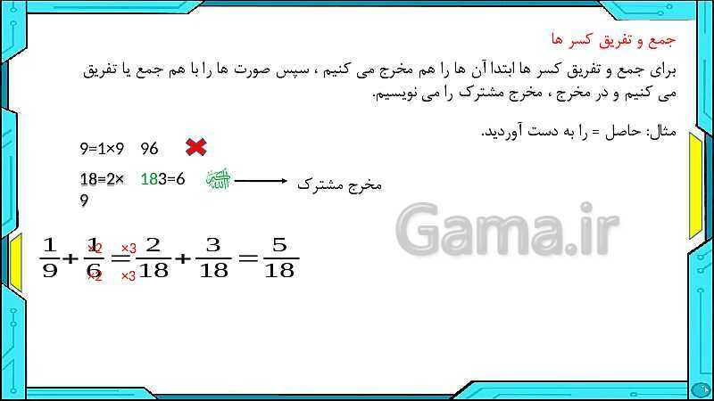 پاورپوینت ریاضی ششم دبستان | فصل 2: کسر- پیش نمایش