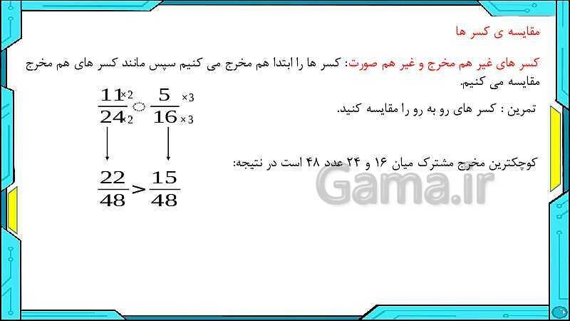 پاورپوینت ریاضی ششم دبستان | فصل 2: کسر- پیش نمایش