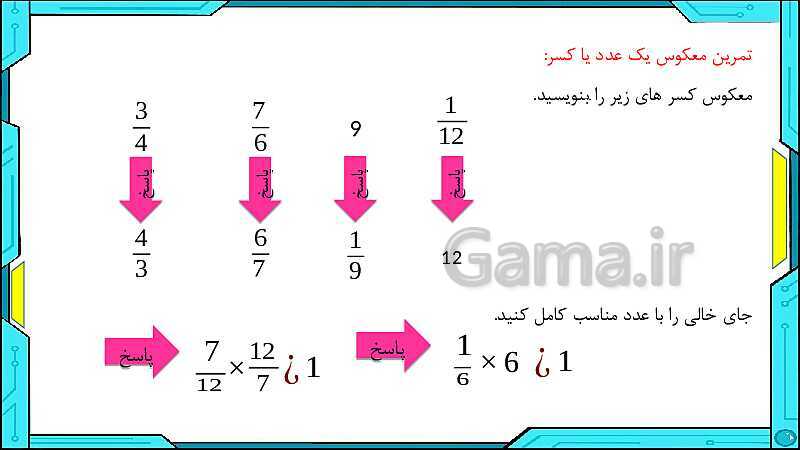 پاورپوینت ریاضی ششم دبستان | فصل 2: کسر- پیش نمایش