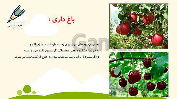 پاورپوینت آموزش مطالعات اجتماعی ششم دبستان | فصل 3: کشاورزی در ایران (درس 5 و 6)- پیش نمایش