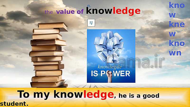 پاورپوینت واژگان و تلفظ درس 3 انگلیسی دهم |  Lesson 3: The Value of Knowledge- پیش نمایش