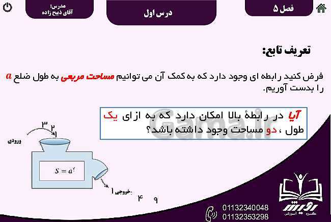 پاورپوینت ریاضی (1) دهم دبیرستان | فصل 5 | درس 1: مفهوم تابع و بازنمایی‌های آن- پیش نمایش