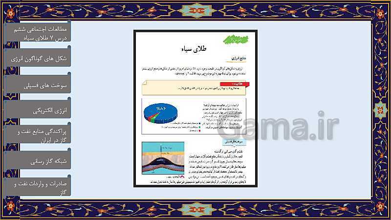 پاورپوینت مطالعات اجتماعی ششم دبستان | درس 7: طلای سیاه- پیش نمایش