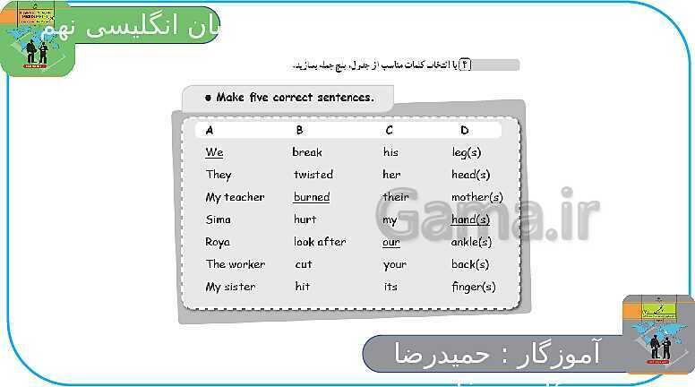 پاورپوینت انگلیسی نهم  | Lesson 6: Health and Injuries- پیش نمایش