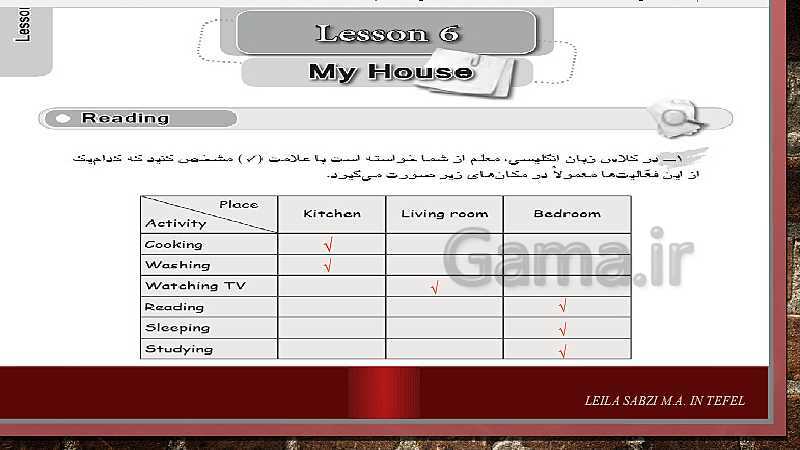 پاورپوینت حل تمرینات workbook انگلیسی هفتم  | Lesson 6: My House- پیش نمایش