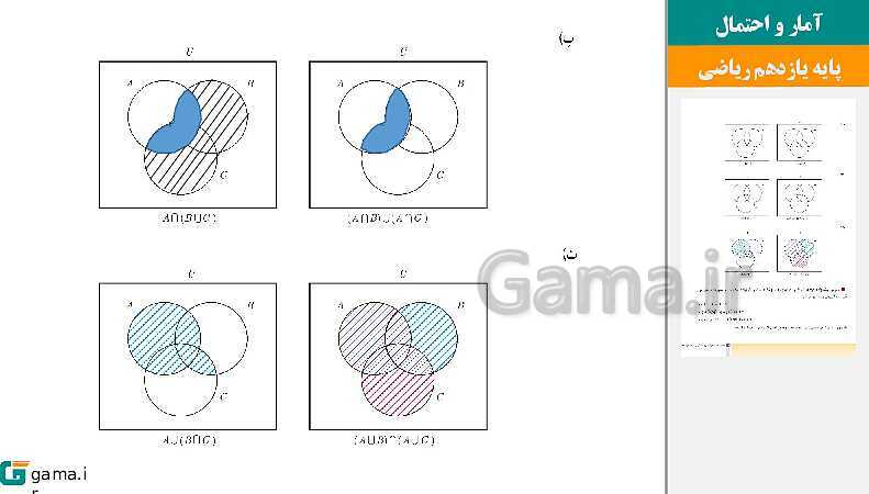 پاورپوینت حل فعالیت ها و کار در کلاس و تمرین | فصل 1 | درس 3: قوانین و اعمال بین مجموعه‌ها (جبر مجموعه‌ها)- پیش نمایش