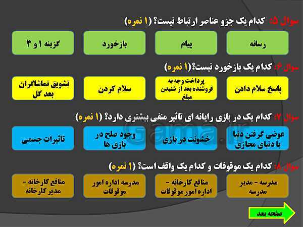 آموزش ساخت آزمون الکترونیکی در نرم افزار پاورپوینت- پیش نمایش