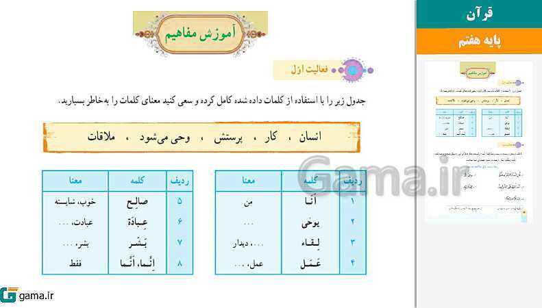 پاورپوینت کتاب محور ویژه تدریس مجازی قرآن هفتم | درس 1 تا 12 - پیش نمایش