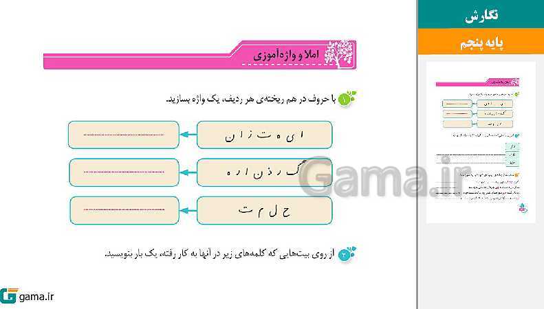 پاورپوینت کتاب محور ویژه تدریس مجازی نگارش پنجم دبستان | درس 1 تا 17- پیش نمایش