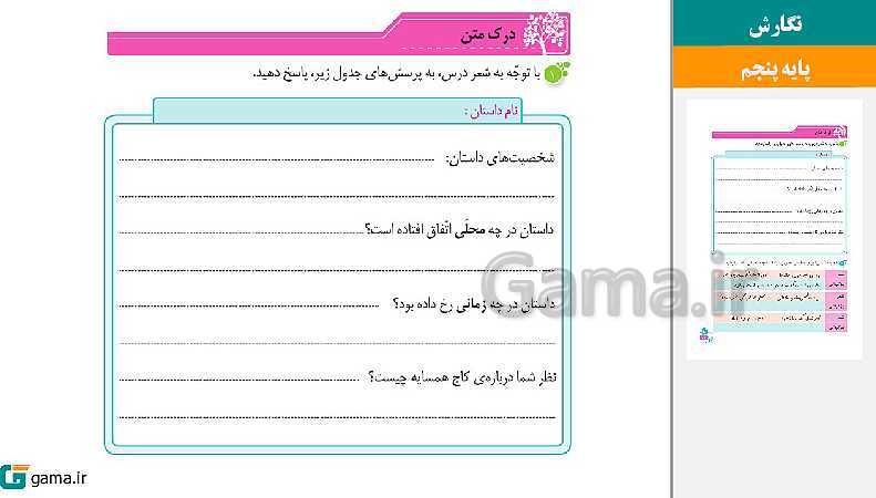 پاورپوینت کتاب محور ویژه تدریس مجازی نگارش پنجم دبستان | درس 1 تا 17- پیش نمایش